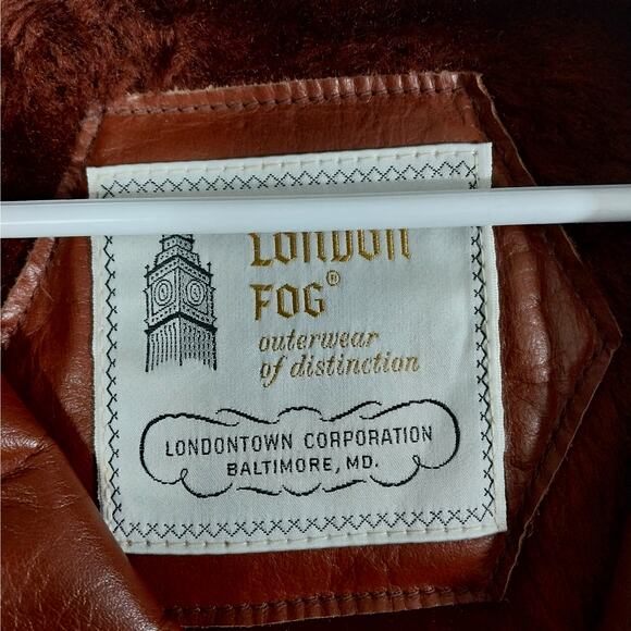 VINTAGE LONDON FOG! RICH PECAN BROWN GENUINE LEATHER ZIP OUT LINER COAT! SZ 42R - Picture 9 of 12
